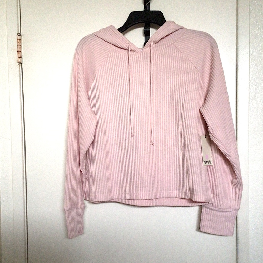 Kensie Blush Pink Ribbed Hoodie